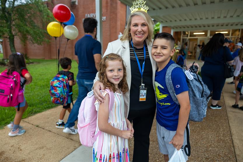 People smile on the first day of school